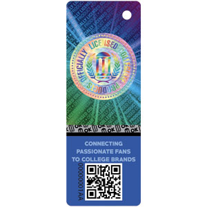 Officially Licensed Collegiate Product (OLCP) hangtag