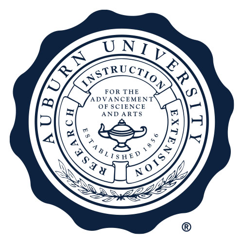 One color scalloped Auburn University seal